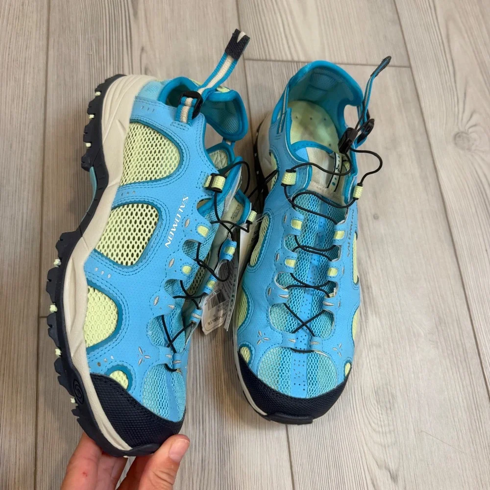 Salomon Techamphibian 3 W Blue Green Tea Water Hiking Shoes 356772 Womens 10 NEW